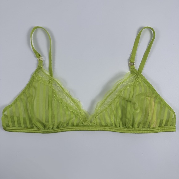 Victoria's Secret Other - Victoria's Secret Tease Sheer Stripe Triangle Unlined Bralette Lime Green M NWT